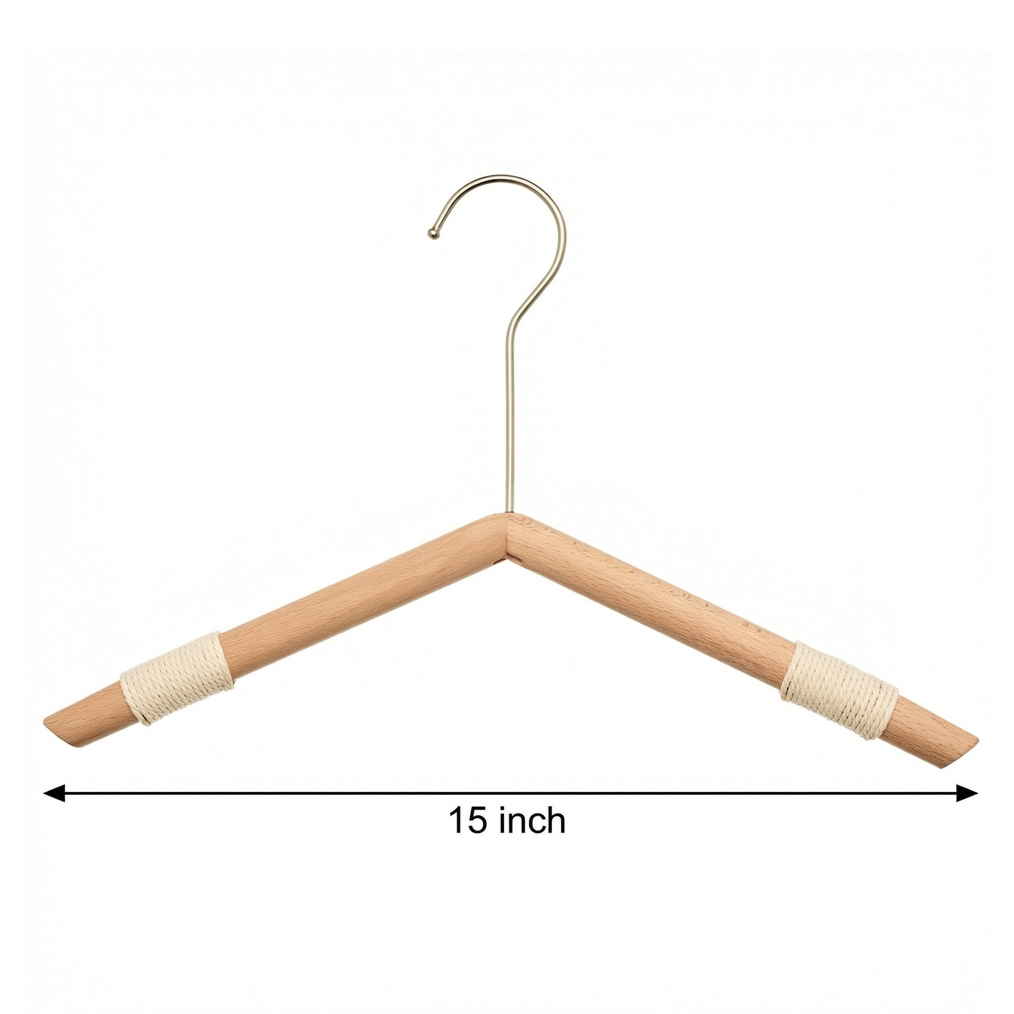 Unique Bargains 2Pcs Wood Nonslip Rope Durable Hangers Silver