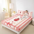 thumbnail image 4 of Feelyou Kids Cartoon Ladybug Twin Sheet Sets, Love Heart Bow-tie Bedding, 3 Pieces, 4 of 7