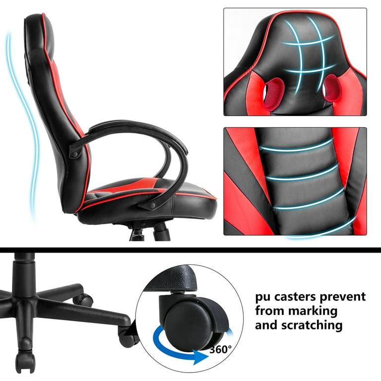 Modern Luxe Ergonomic Racing Chair PU Leather Gaming Chair Mid Back Swivel Task Chair Walmart