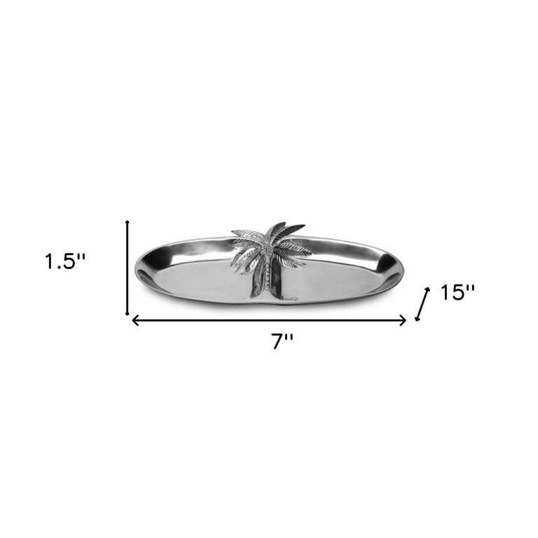 Oval Silver Palm Tree Two Section Serving Tray Oval Silver Palm Tree Two Section Serving Tray