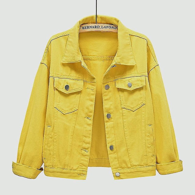 Chaqueta vaquera para mujer, chaqueta corta holgada de manga larga, Top informal de talla grande