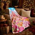 thumbnail image 3 of Candy House with Lollipop Path Cupcakes Gumdrops and Pastel Hills, Playful Fantasy Style for Candy Lovers, Cozy Flannel Blanket for Playroom and Bedroom, Birthday Gift, Home Decor, 3 of 9