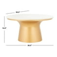 SAFAVIEH Mila Modern Pedestal Coffee Table, White Marble/Brass