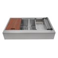 thumbnail image 3 of Auric Sinks 36" Retro-fit Farmhouse Workstation Flat Front Apron 50/50 Double Bowl Stainless Steel Sink, SFAL-16-36-retro 5050 COMBO, 3 of 8