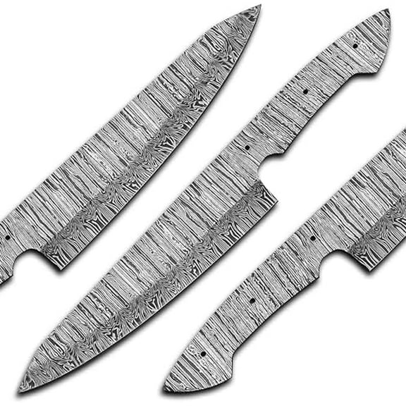 AMJ Damascus Steel Chef Blade, Premium Sharp Kitchen Knife Blank, Sharp, EDC, Ready to USE, DIY, Knife making
