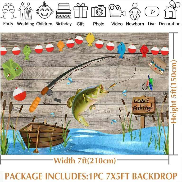 Avezano Rustic Wood Gone JB28 Fishing Backdrop for Birthday Party O Fish  Ally Kids Baby Shower Photography Background Retirement Fisherman Party  Decor Banner Supplies Photo Studio Props 7x5ft 