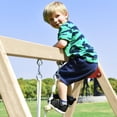 thumbnail image 4 of Wooden Swing Set with Slide, Outdoor Playset Backyard Activity Playground Climb Swing Outdoor Play Structure for Toddlers, Ready to Assemble Wooden Swing-N-Slide Set Kids Climbers, 4 of 9