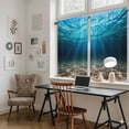 thumbnail image 5 of Light Blue Ocean Waves Kitchen Curtains 45 Inch Length, Summer Beach Coastal Abstract Tiers Curtains for Bathroom Bedroom Cafe, Light Filtering Small Window Treatment Short Drapes 2 Panels 42"Wx45"L, 5 of 8