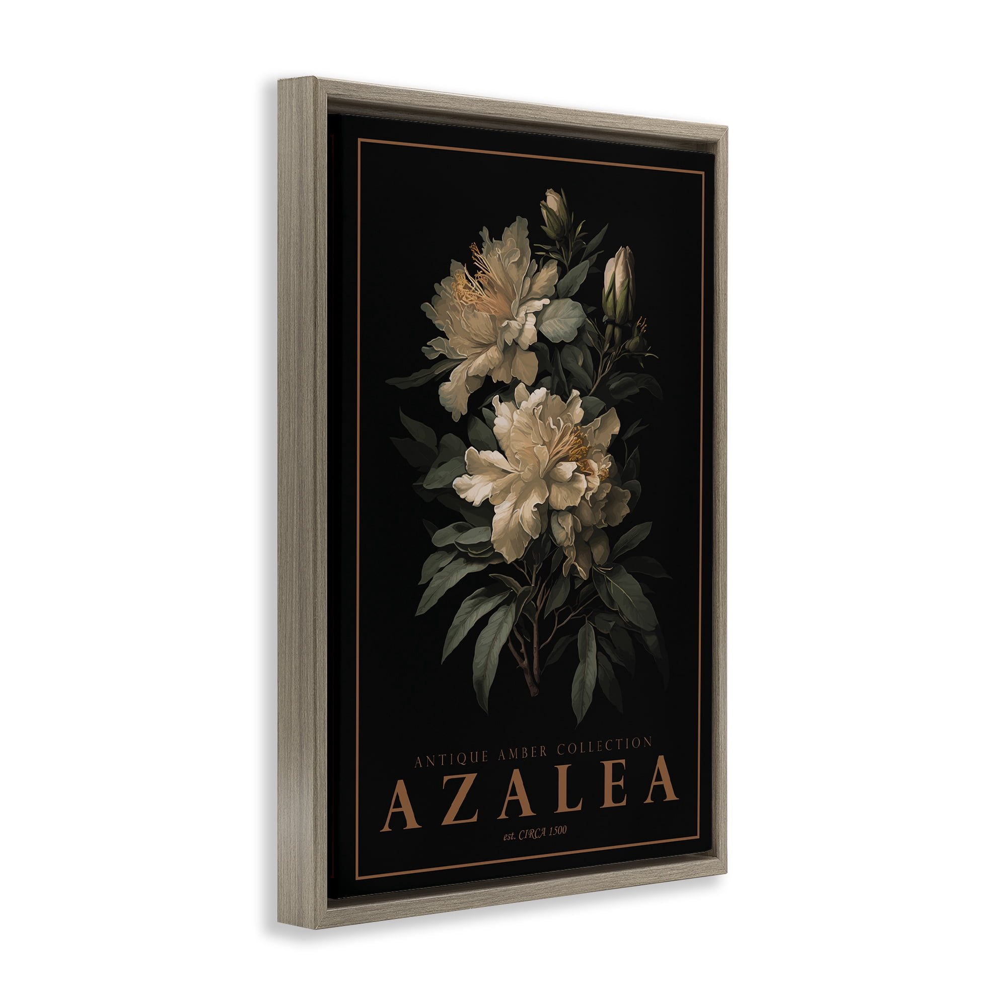 Stupell Industries Antique Azalea Light Brown Framed Floater Canvas Wall Art, design by Chris Giampietro
