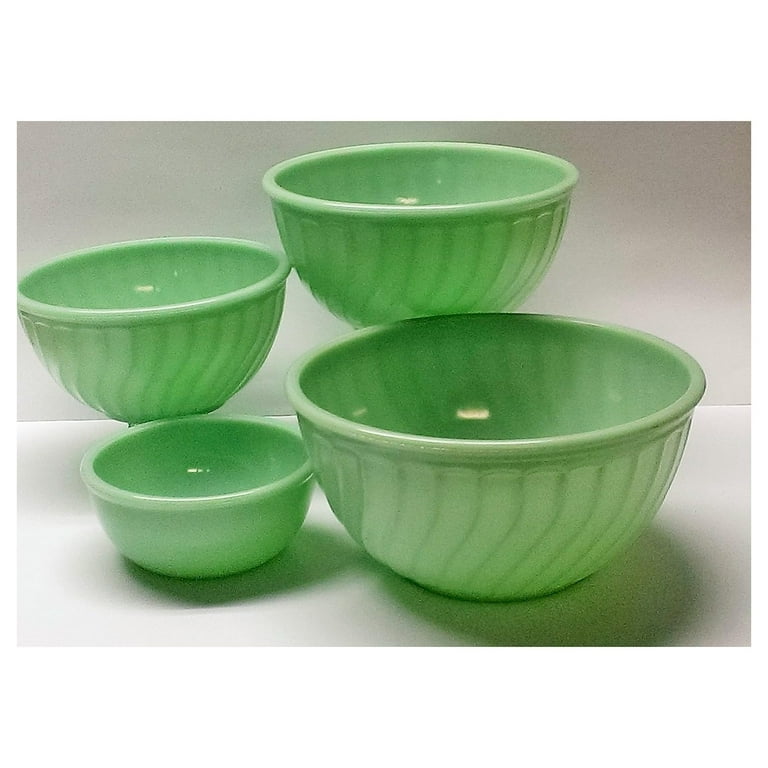 【送料0円】 Jade Green Milk Glass Set of 4 Fire King Jadiete Mixing 工芸品