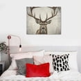 thumbnail image 5 of Acheng  Canvas Print Wall Art Elk Portrait on Graphite Background Animals Wilderness Photography Modern Art Rustic Closeup Relax/Calm Grey Duotone for Living Room, Bedroom, Office 20x16in, 5 of 6