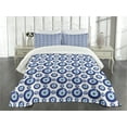 thumbnail image 3 of Ambesonne Evil Eye Quilted Bedspread Set 3 Pcs, Symmetrical, Queen Size, Blue Pale Blue White, 3 of 5