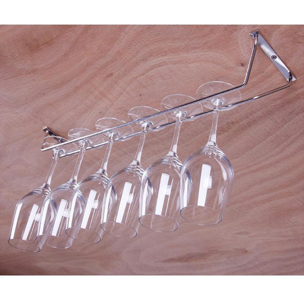 1 Pcs 15 Rows Stainless Steel Wall Mount Stemware Wine Glass Hanging Rack Holder Shelf 1 row