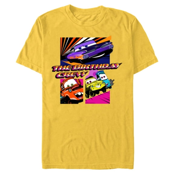 Disney and Pixar’s Cars Friends & Family Trip Birthday Crew - Short Sleeve Blended T-Shirt for Adults - Customized-Yellow
