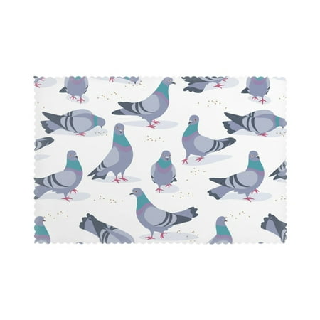 

Home Bluish Pigeons Placemats Set Of 6 Washable Wipeable Place Mats Place Mats For Festival Parties Family Dinner (12 X 18inch)
