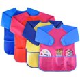 thumbnail image 1 of Delantal para niños de 4 piezas, delantal para pintar para niños con manga larga, edad de 2 a 6 años (pinturas y pinceles no incluidos). Afortunado Sencillez, 1 of 5