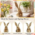 thumbnail image 6 of Gold Bunny Statue Vintage Resin Rabbit Figurine, Elegant Easter Decor Table Centerpiece for Home Indoor, Collectible Holiday Gift(2Pcs), 6 of 9