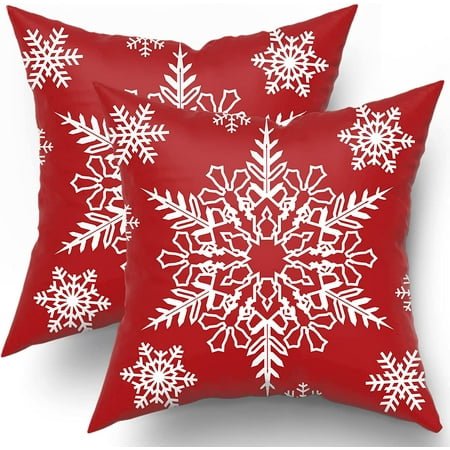 

Kawani Christmas Red Pillow Covers 16x16 in Winter Snowflake Xmas Pillow Cases with Zipper Set of 2 Christmas Decorations Indoor Home Decor for Winter Holiday Room Bedroom Cushion Outdoor