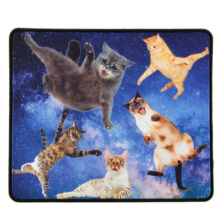Funny Large Cat Gaming Mouse Pad with Cats Lost in Space After Being Ejected from Airlock (12.6 x 10.6 inches) by ENHANCE - Novelty Extended Mouse Mat with Anti-Fray Stitching , Non-Slip Rubber