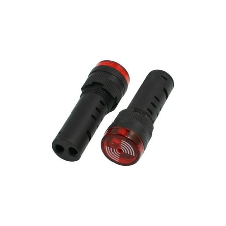 2 x Signal Indicator Red LED Flashing Buzzer Black AC 12V