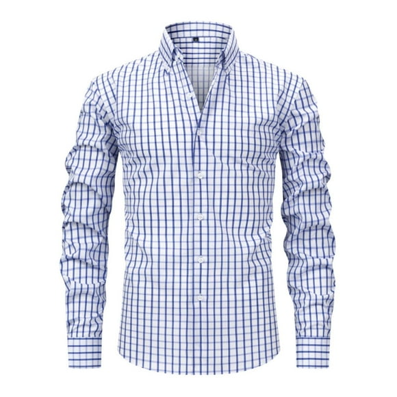 Long Sleeve Button Down Shirt Men Casual Shirt Men Mens Dress Shirt Slim Fit Mens Stretch Dress Shirt Mens Casual Shirt, Light Blue, L