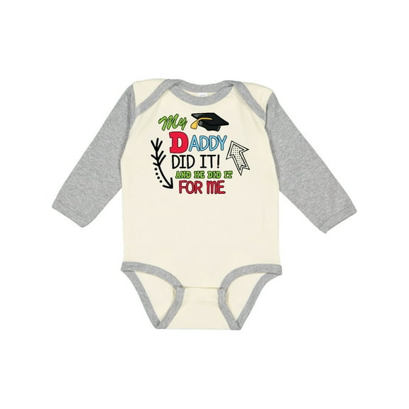 Inktastic My Daddy Did It and He Did It for Me with Graduation Cap Boys Long Sleeve Baby Bodysuit