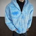 thumbnail image 7 of Mrmaere Men's Hooded Fuzzy Jacket Bunny Ear- Texture Warm Casual Outerwear for Daily & Leisure Wear Sky Blue XXL, 7 of 7