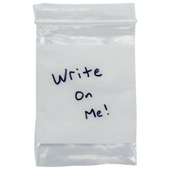 Rok 4" x 6" Resealable 2mm Thick Zip Poly Bag with White Write-On Block, 100 Pack