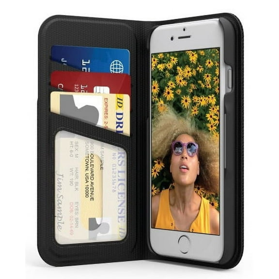 PureGear Black ExpressFolio Wallet Case [with Magnetic Detachable Cover] for Apple iPhone 8 Plus, 7 Plus, 6 Plus