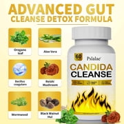 Candida Cleanse - with Oregano Leaf, Wormwood, Black Walnut, Caprylic Acid - Promotes Gut Detox & Cleansing, Improves Digestion - 60 Capsules