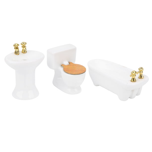 Kit de lavabo para bañera de casa de muñecas, baño en miniatura de casa de muñecas 1/24 Juego de baño en miniatura para casa de muñecas Juego de baño para casa de muñecas elaborado por expertos