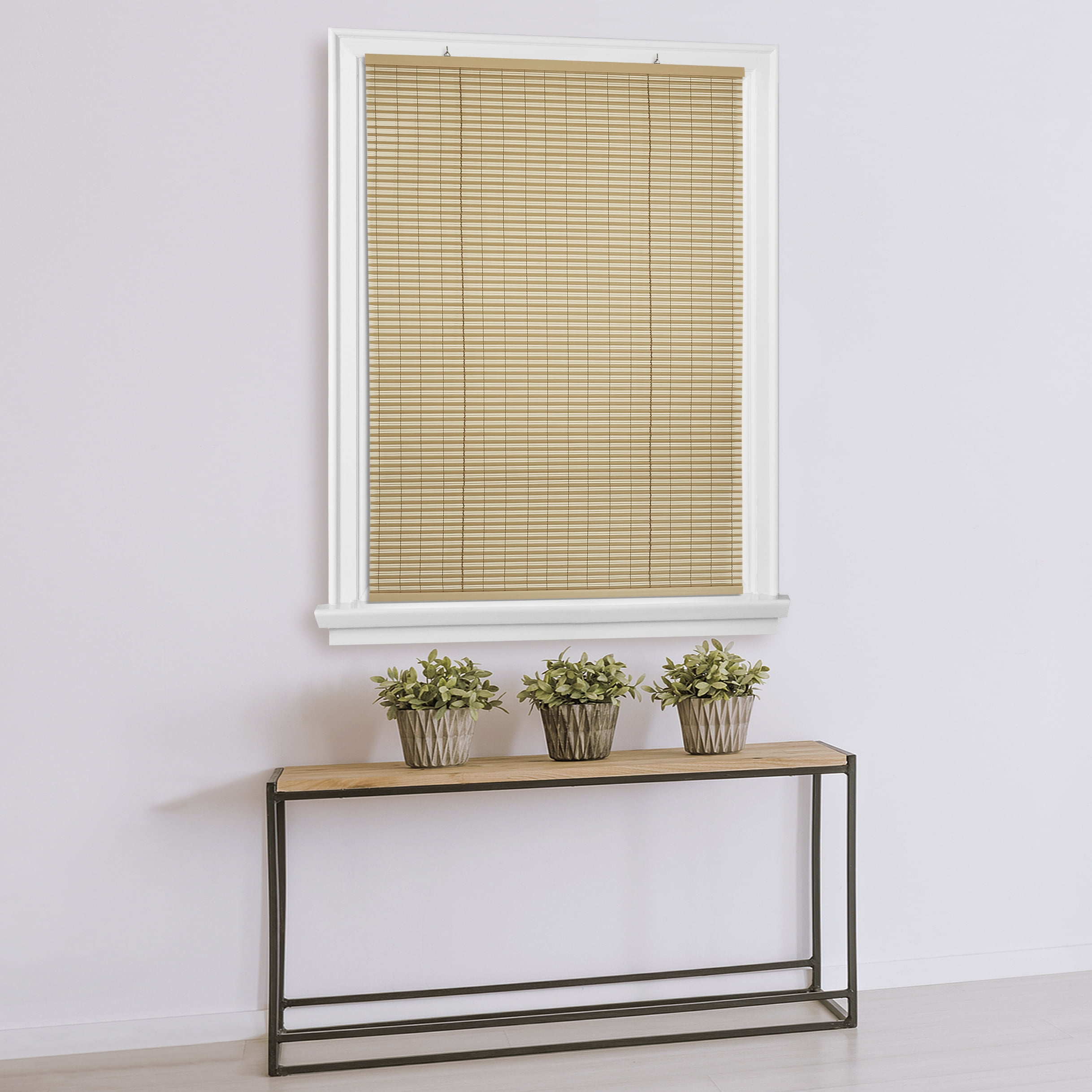 Achim Veranda Indoor/Outdoor Cordless Desert/Almond Vinyl Light Filtering Window Roll-Up Blind, 72" L x 72" W