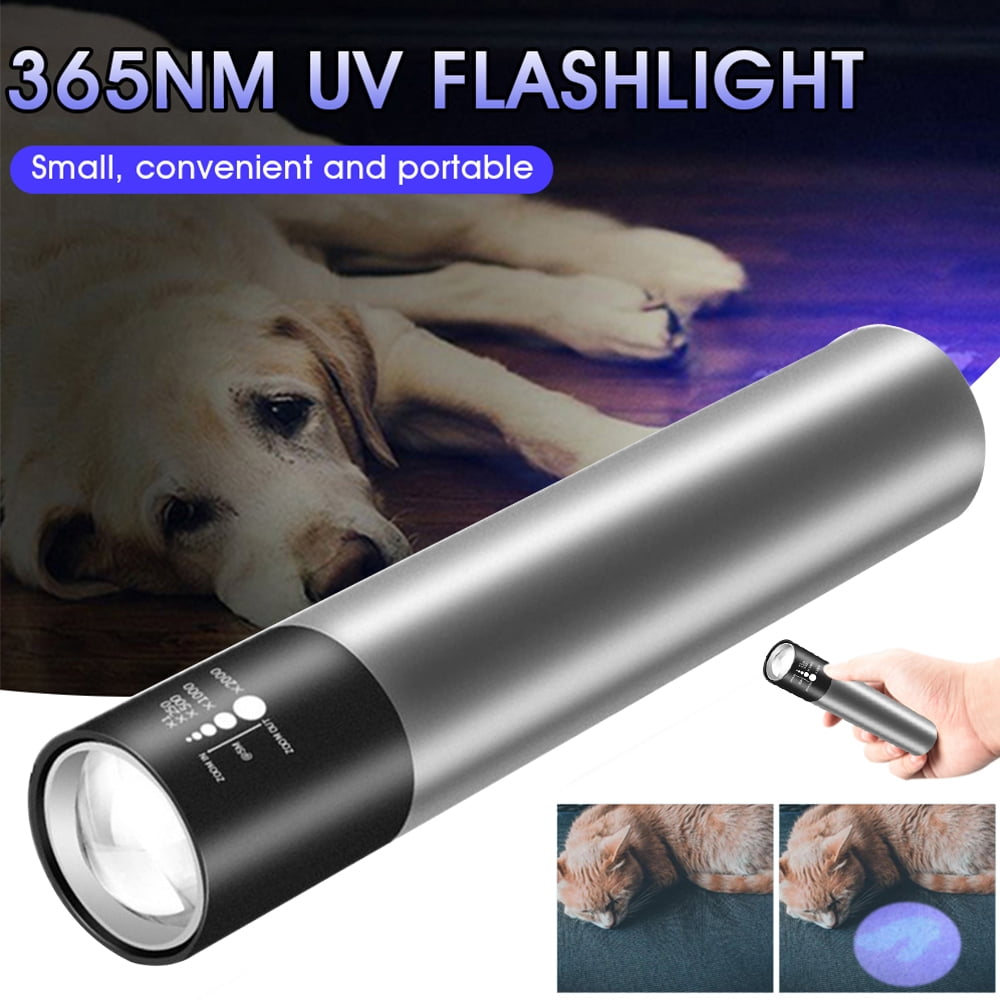 42UV 36W 365nm UV Flashlight USB Rechargeable Ultraviolet Blacklight Torch Black 