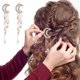 thumbnail image 4 of Horquillas para el pelo románticas con diseño de luna creciente y estrella, cuentas de cristal, borlas, horquillas para el pelo, cadena para mujeres y niñas, joyería nupcial, accesorios para el pelo,, 4 of 5