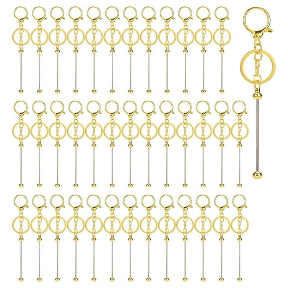 40pcs Beadable Keychain Bars, Metal Beaded Keychain Blank Keychains Key Chain Charms Making Accessories for Craft DIY