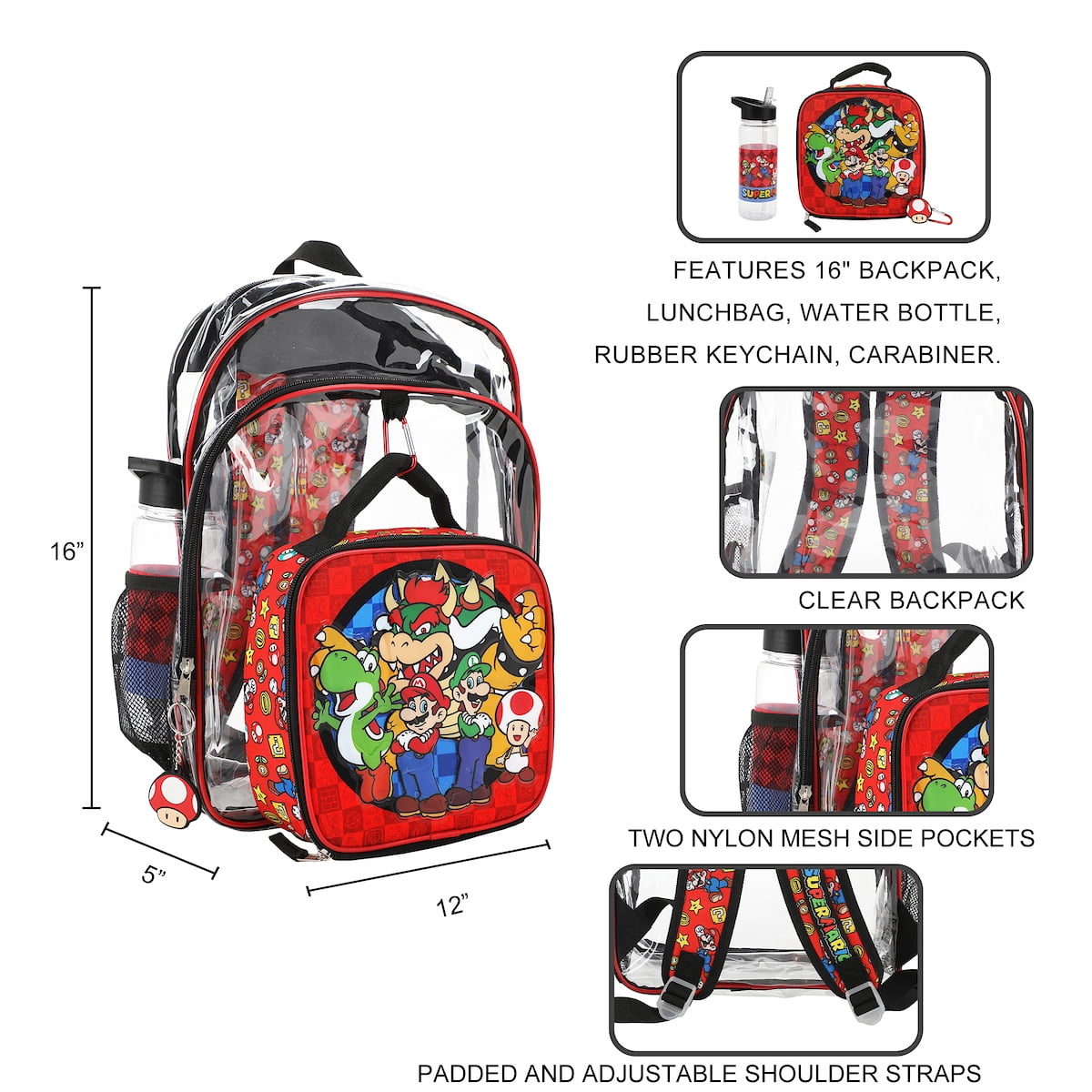 Super Mario Bros Everywhere Messenger Bag Bowser Backpack Licensed