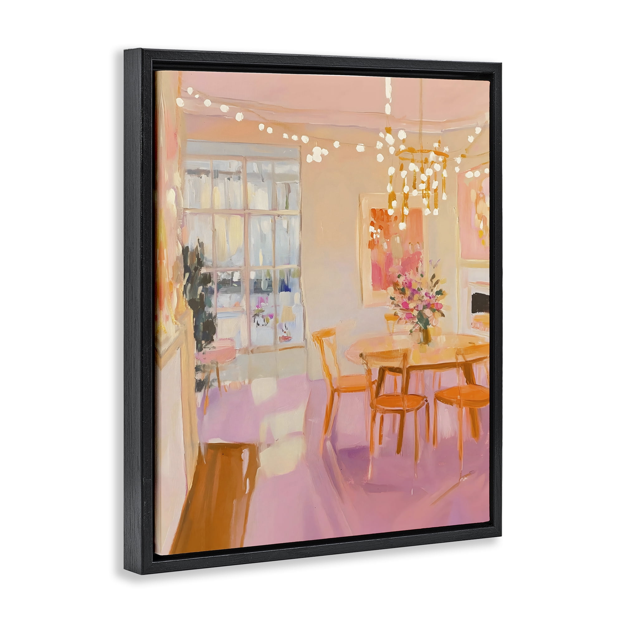 Stupell Industries Warm & Inviting Dining Room Black Framed Floater Canvas Wall Art, design by The Prints Vibe
