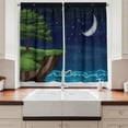 thumbnail image 2 of Ambesonne Night Ocean Kitchen Curtains, Crescent Moon Cliffs, 55"x24", Violet Blue Green and Brown, 2 of 3