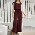 thumbnail image 4 of Ltctricy Jumpsuits for Women Square Neck Drawstring Ruffle Cap Sleeve Rompers Wide Leg Overalls with Pockets, 4 of 6