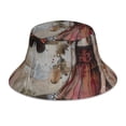 thumbnail image 3 of Daiia Vintage Collage Girl Butterfly Pattern Bucket Hat - Trendy Cotton Sun Hat for Beach, Golf, Fishing - Fun Outdoor Vacation Boonie for Men and Women, 3 of 9