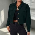 thumbnail image 4 of Women's Long Sleeve Button Down Jacket Solid Color Turndown Collar Casual Corduroy Outwear with Pockets XXL, 4 of 9