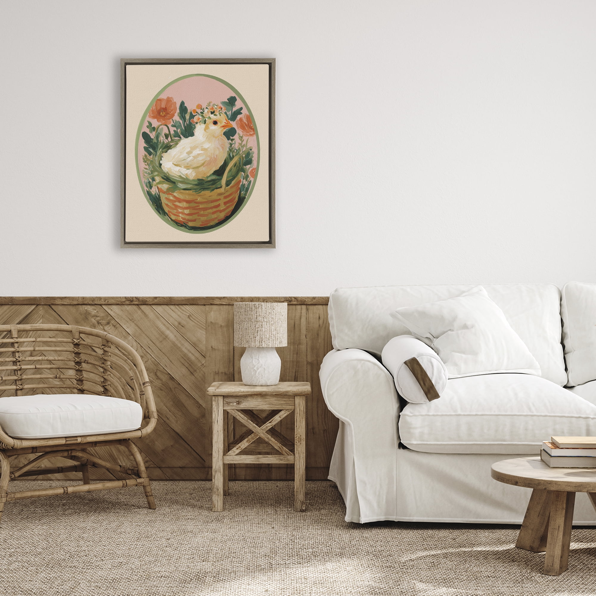 Stupell Industries Bloom Nest Chick Brown Framed Floater Canvas Wall Art, design by Yen