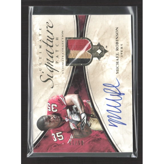 2006 Upper Deck Ultimate Collection Ultimate Signature Patch Michael Robinson ULT-MR Auto 49ers Football Card San Francisco 49ers NFL Autographed Foot