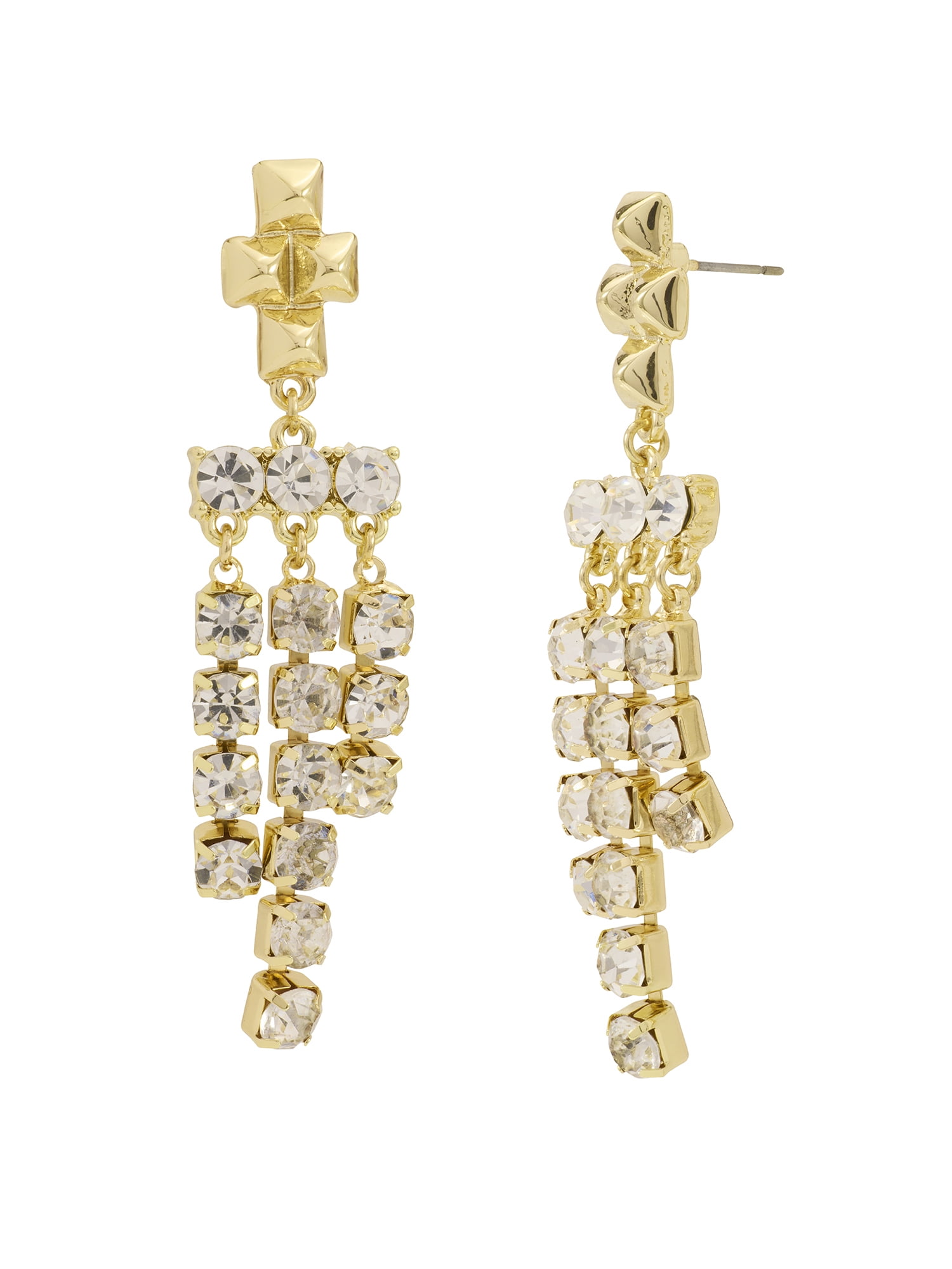 Madden NYC Women's Gold Tone Western Stone Chandelier Earrings