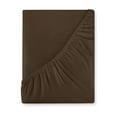 thumbnail image 1 of Cotton Sateen Solid Fitted Sheet Chocolate Full Pack of1, 1 of 9