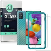 Ibywind Screen Protector for Samsung A51 [Pack of 2] with Camera Lens Protector,Back Carbon Fiber Skin