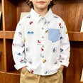 thumbnail image 2 of felwors Toddlers Baby Boys Lapel Long Sleeves Cotton Button Down Lapel Shirts Girls T-Shirts Kids Tops Graphic Car Print Tee (White,5-6 Years), 2 of 7