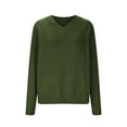thumbnail image 5 of Aboser Chunky Sweaters for Women Comfy V Neck Pullover Tops Warm Casual Long Sleeve Sweater Solid Color Jumper Tops Fall Winter Blouses Army Green L, 5 of 7