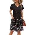 thumbnail image 2 of Women’s Summer Sundress with Pockets Short Sleeve V Neck Swing Midi Dress Casual Loose Fit Vacation Beach Dress, 2 of 6