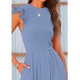 thumbnail image 6 of PRETTYGARDEN Summer Jumpsuits for Women Dressy Casual Ruffle Cap Sleeves Romper Crew Neck Rib Knit One Piece Outfits, 6 of 8